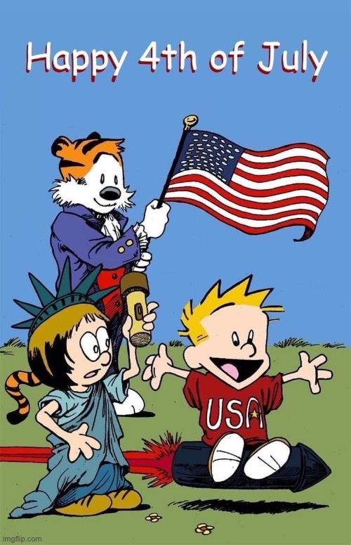 image tagged in comics,calvin and hobbes,susie derkins,4th of july | made w/ Imgflip meme maker
