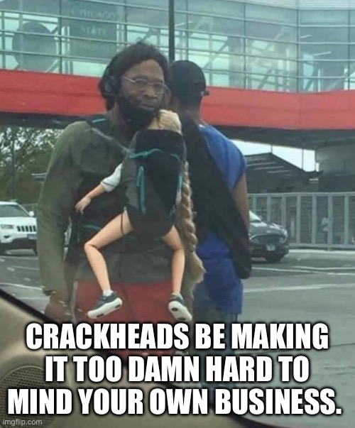 Crackheads | CRACKHEADS BE MAKING IT TOO DAMN HARD TO MIND YOUR OWN BUSINESS. | image tagged in mind your own business,crackhead,what did i just see,grand theft auto,kidnapping,children | made w/ Imgflip meme maker