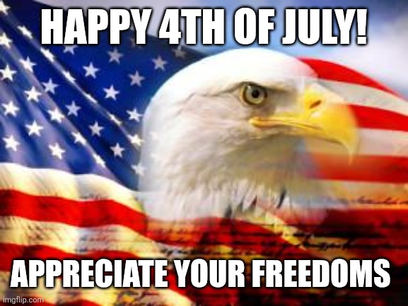 American Flag | HAPPY 4TH OF JULY! APPRECIATE YOUR FREEDOMS | image tagged in american flag | made w/ Imgflip meme maker