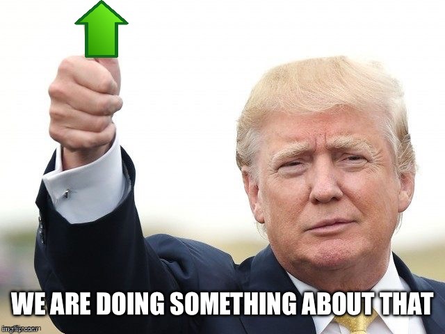 Trump Upvote | WE ARE DOING SOMETHING ABOUT THAT | image tagged in trump upvote | made w/ Imgflip meme maker