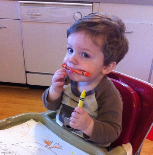 Eating crayons | image tagged in eating crayons | made w/ Imgflip meme maker