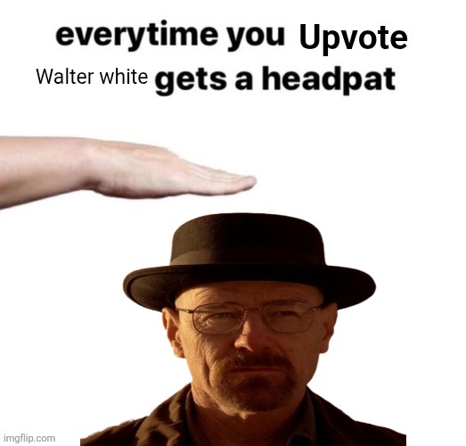Everytime you upvote X gets a headpat | Walter white | image tagged in everytime you upvote x gets a headpat | made w/ Imgflip meme maker