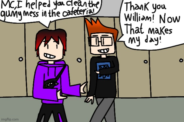 MC and William helped the janitors clean the tables! (Remake) | image tagged in mc,william,comics,school,9anti3 | made w/ Imgflip meme maker