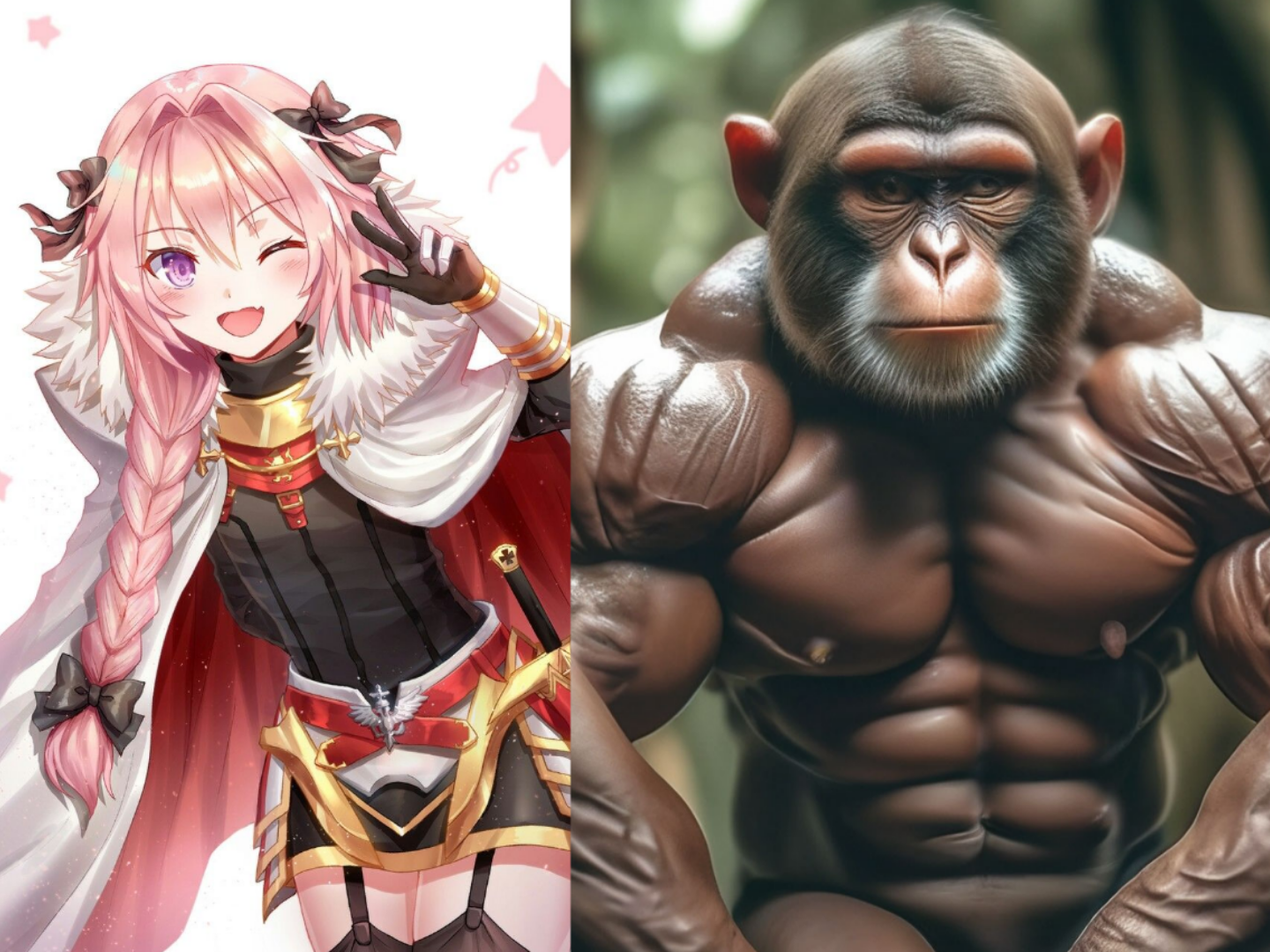High Quality Strongest man vs Weakest monkey Blank Meme Template