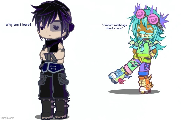 The duality of my ocs that are based off the song Konton Boogie (names in comments) | image tagged in gacha,ocs | made w/ Imgflip meme maker