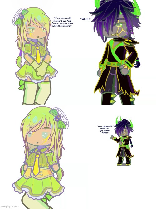 I meant to post this last month but I don't care (Randomness with some CRK ocs) | image tagged in gacha,ocs,cookie run kingdom,pride | made w/ Imgflip meme maker
