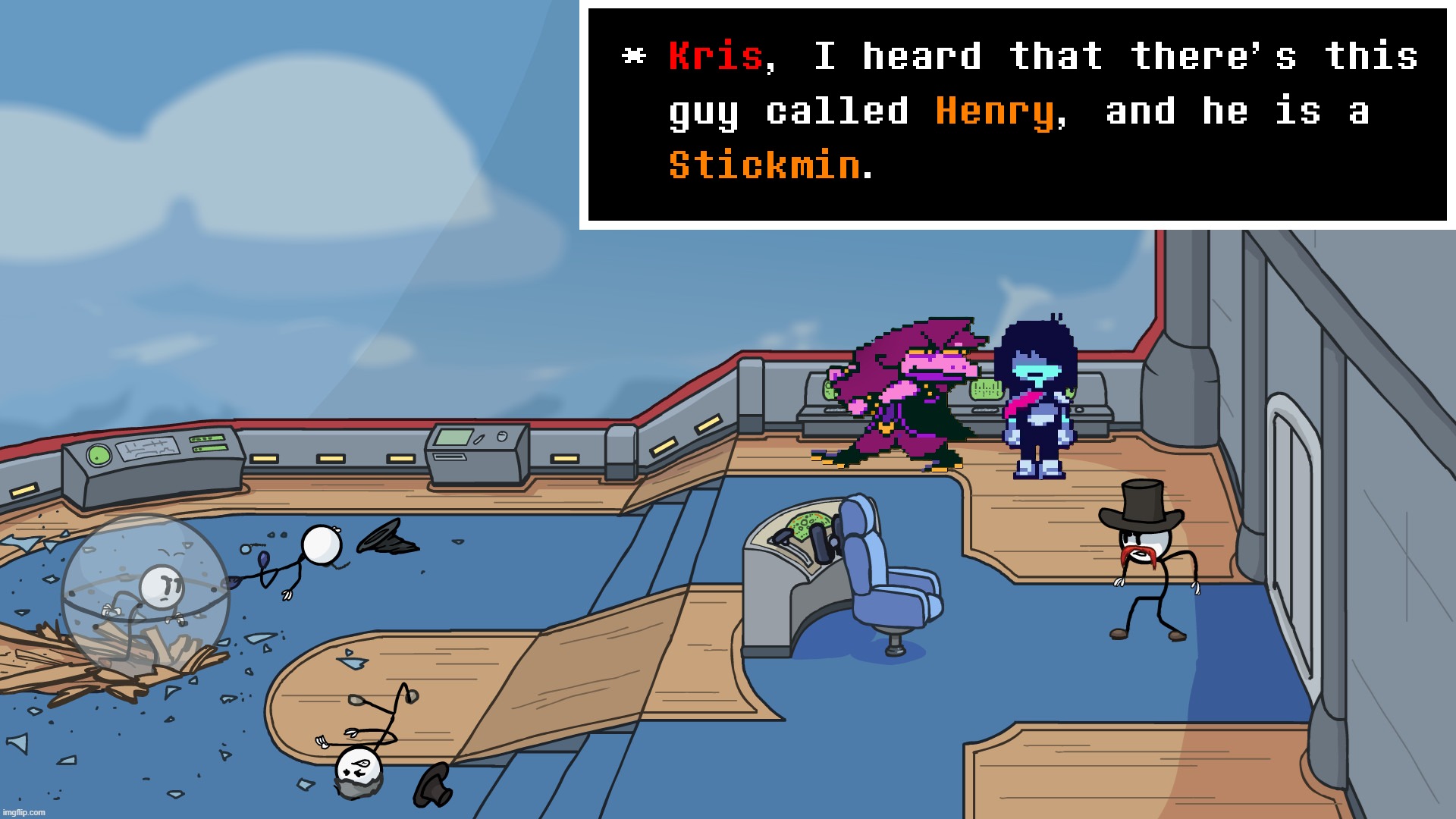 Here's Part 2 of Kris And Susie Exploring Video Games | image tagged in memes,deltarune,henry stickmin,funny | made w/ Imgflip meme maker