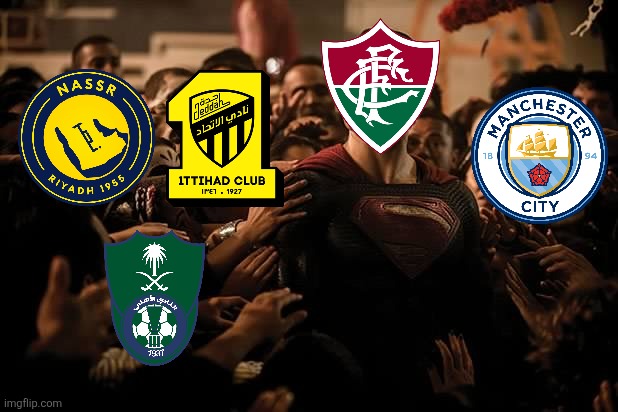 Fluminense 2-1 Al Hilal | image tagged in superman praised,fluminense,al hilal,club world cup,soccer,sports | made w/ Imgflip meme maker