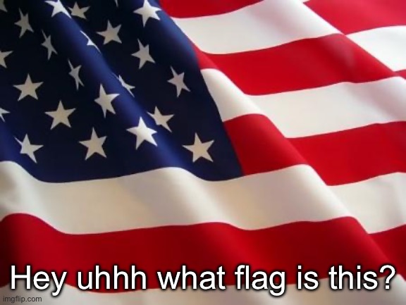 I’m kinda confuse :( | Hey uhhh what flag is this? | image tagged in american flag | made w/ Imgflip meme maker