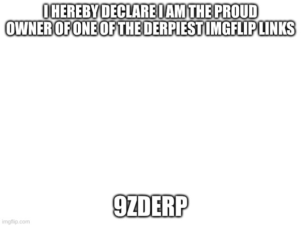AND ITS MINE | I HEREBY DECLARE I AM THE PROUD OWNER OF ONE OF THE DERPIEST IMGFLIP LINKS; 9ZDERP | image tagged in not yours | made w/ Imgflip meme maker