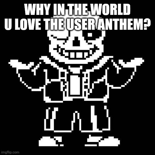 sans undertale | WHY IN THE WORLD U LOVE THE USER ANTHEM? | image tagged in sans undertale | made w/ Imgflip meme maker