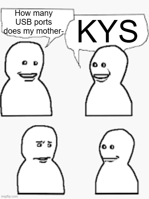 Bro was visiting his friend | How many USB ports does my mother- KYS | image tagged in bro was visiting his friend | made w/ Imgflip meme maker