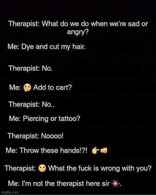 Therapy goals | image tagged in therapist,therapy | made w/ Imgflip meme maker