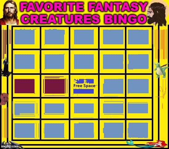favorite fantasy creatures bingo Blank Meme Template