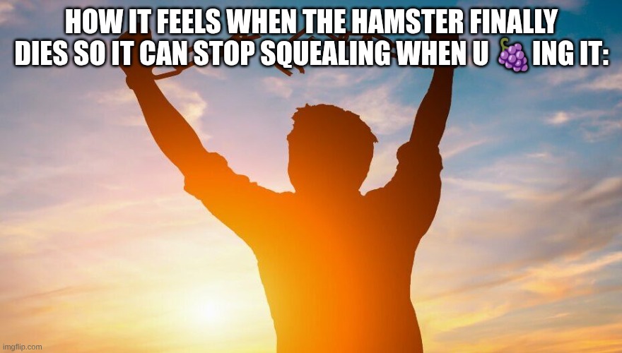 Breaking chains | HOW IT FEELS WHEN THE HAMSTER FINALLY DIES SO IT CAN STOP SQUEALING WHEN U 🍇ING IT: | image tagged in breaking chains | made w/ Imgflip meme maker
