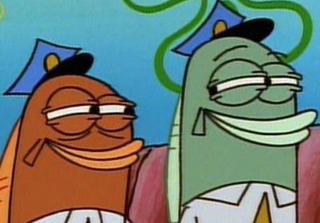Smug Spongebob Police Fish Blank Meme Template