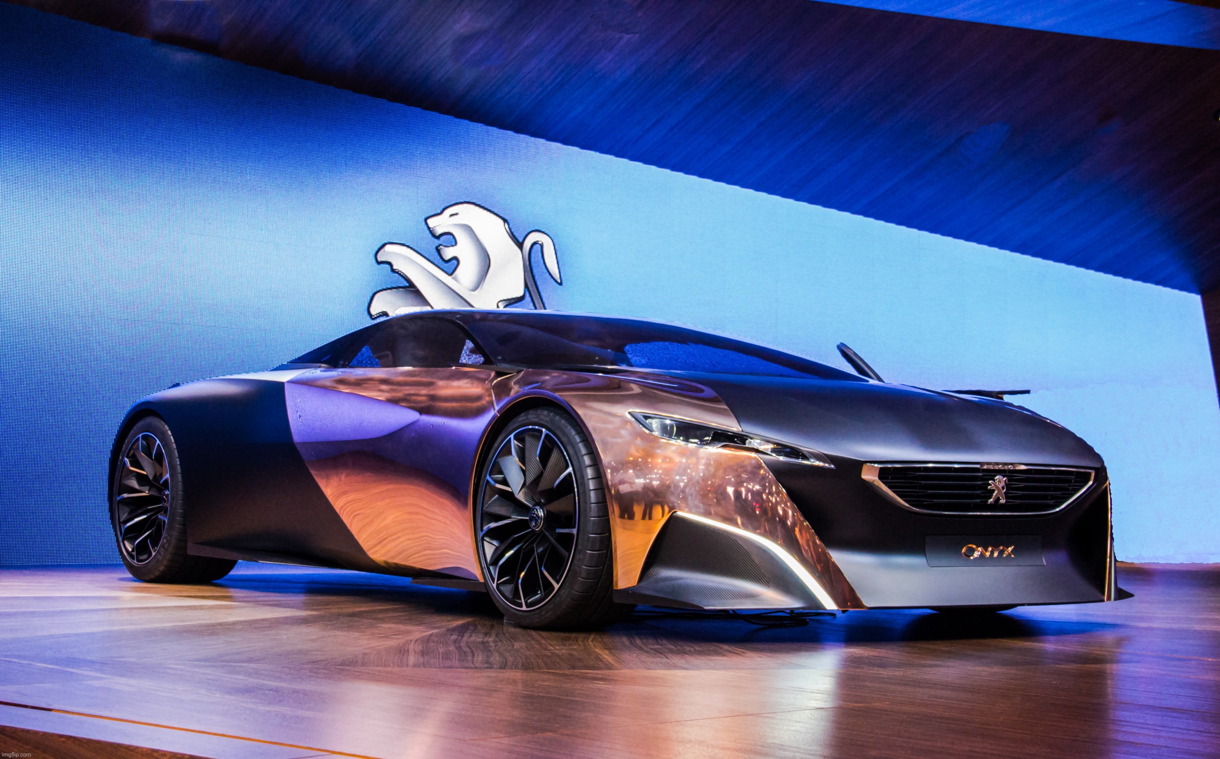 Peugeot Onyx: Concept Car On Cuprum Or Copper Material | image tagged in peugeot onyx | made w/ Imgflip meme maker