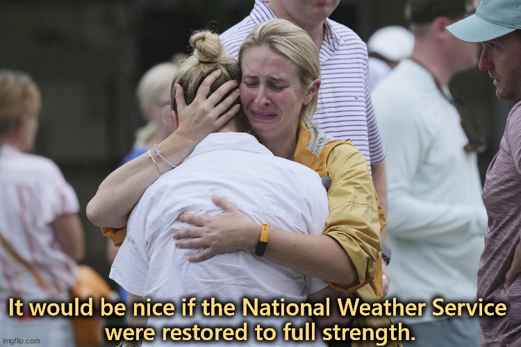 It would be nice if the National Weather Service 
were restored to full strength. | image tagged in disaster,flash flood,national weather service,doge,tax cuts for the rich,texas | made w/ Imgflip meme maker