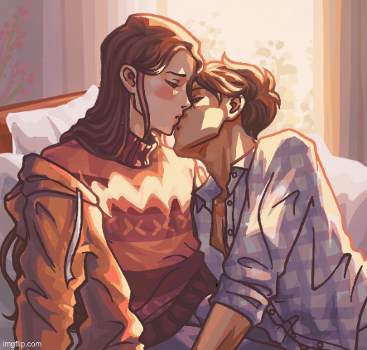 Fire_getawax and Electricity_pixel kissing picrew | made w/ Imgflip meme maker