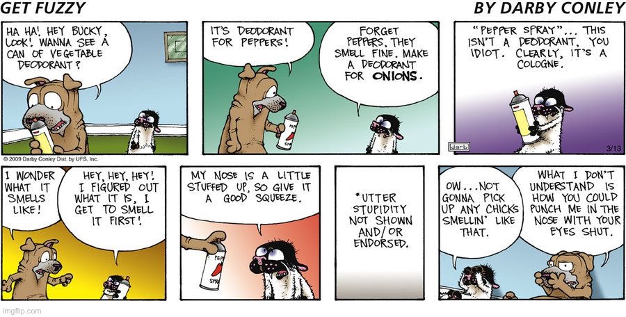 image tagged in comics,get fuzzy,cat and dog,pepper spray | made w/ Imgflip meme maker