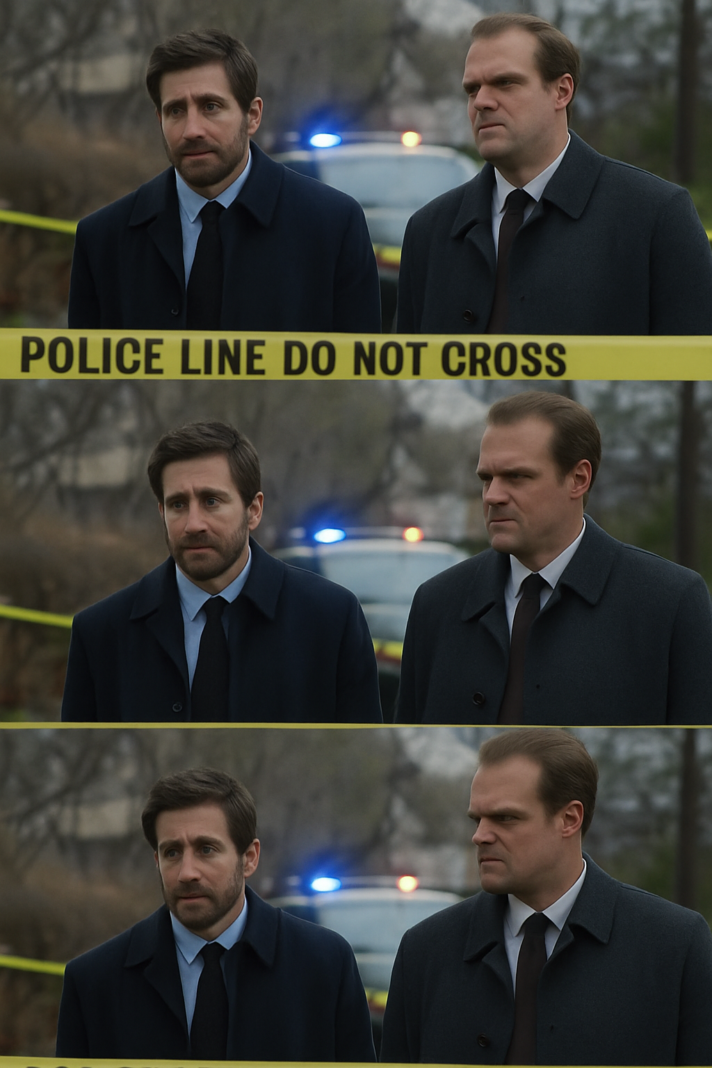 Three Panel Police Blank Meme Template