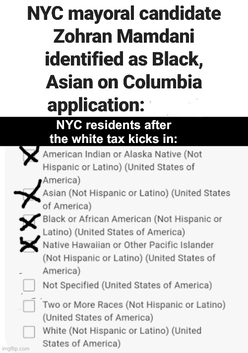 Don’t worry. You can identify as whatever you like these days. | NYC residents after the white tax kicks in: | image tagged in politics lol,memes,liberal logic | made w/ Imgflip meme maker