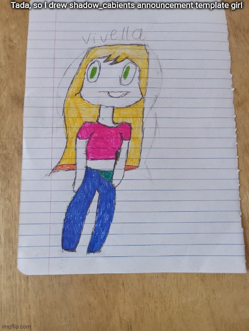Sans the topic | Tada, so I drew shadow_cabients announcement template girl | made w/ Imgflip meme maker