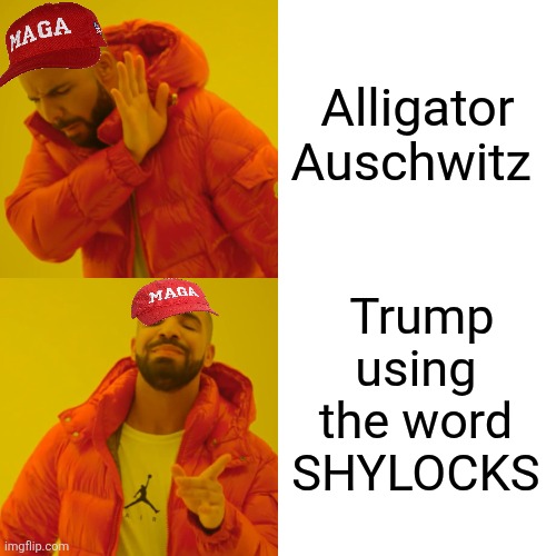 Whatever Taco says? maga ok | Alligator Auschwitz; Trump using 
the word 
SHYLOCKS | image tagged in trump,maga,concentration camp,florida,taco,irony | made w/ Imgflip meme maker