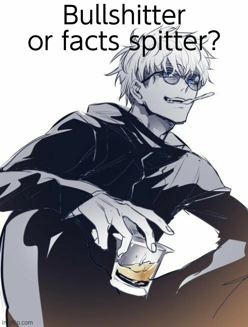 Jujutsu Kaisen Satoru Gojo 14 | Bullshitter or facts spitter? | image tagged in jujutsu kaisen satoru gojo 14 | made w/ Imgflip meme maker