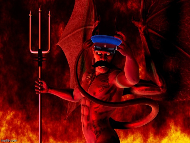 Satan Stalin | image tagged in satan,stalin,devil,communism | made w/ Imgflip meme maker