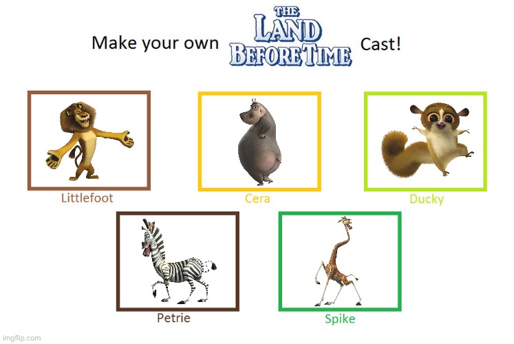 The Land Before Time Cast with Madagascar Characters | image tagged in the land before time | made w/ Imgflip meme maker