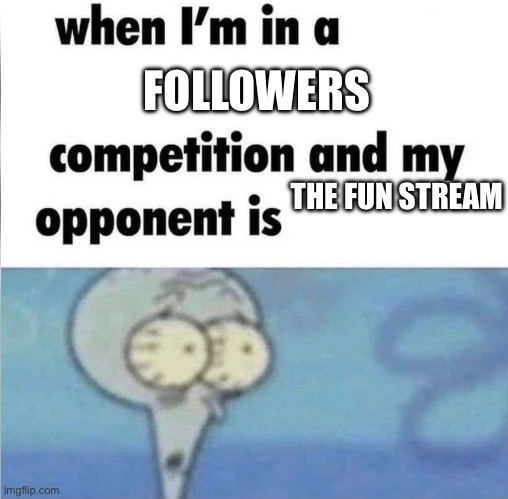 Bro it has infinite followers ? | FOLLOWERS; THE FUN STREAM | image tagged in whe i'm in a competition and my opponent is | made w/ Imgflip meme maker