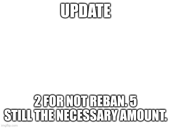 Doop-a-doop. | UPDATE; 2 FOR NOT REBAN. 5 STILL THE NECESSARY AMOUNT. | made w/ Imgflip meme maker