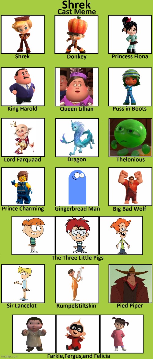 Shrek cast (gift for Samracheltang88) | image tagged in shrek cast meme | made w/ Imgflip meme maker
