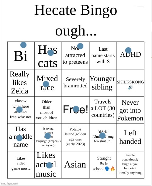 Hecate Bingo | image tagged in hecate bingo | made w/ Imgflip meme maker