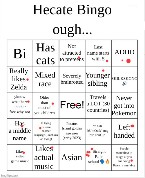 Hecate Bingo | image tagged in hecate bingo | made w/ Imgflip meme maker