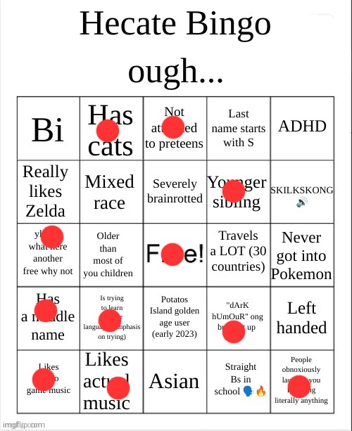decent bingo, 7.5/10 | image tagged in hecate bingo | made w/ Imgflip meme maker