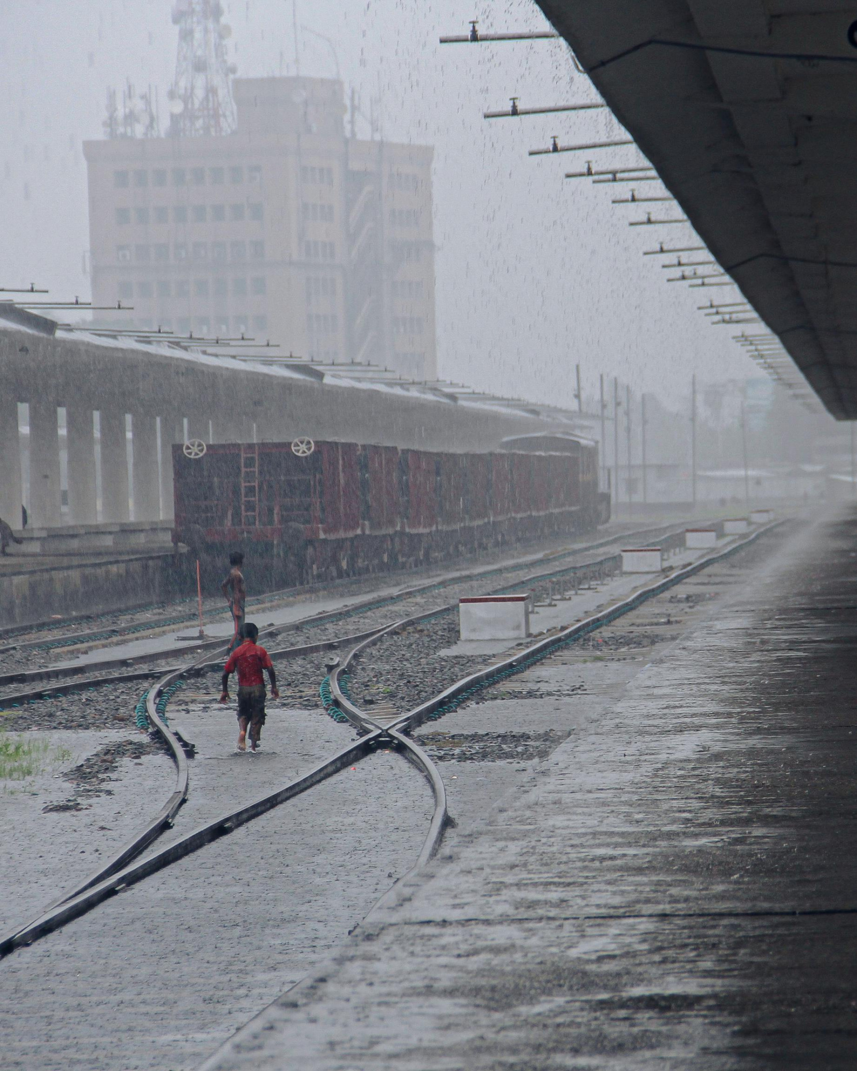 Rainy train station Blank Meme Template