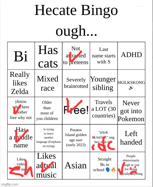 Hecate Bingo | image tagged in hecate bingo | made w/ Imgflip meme maker