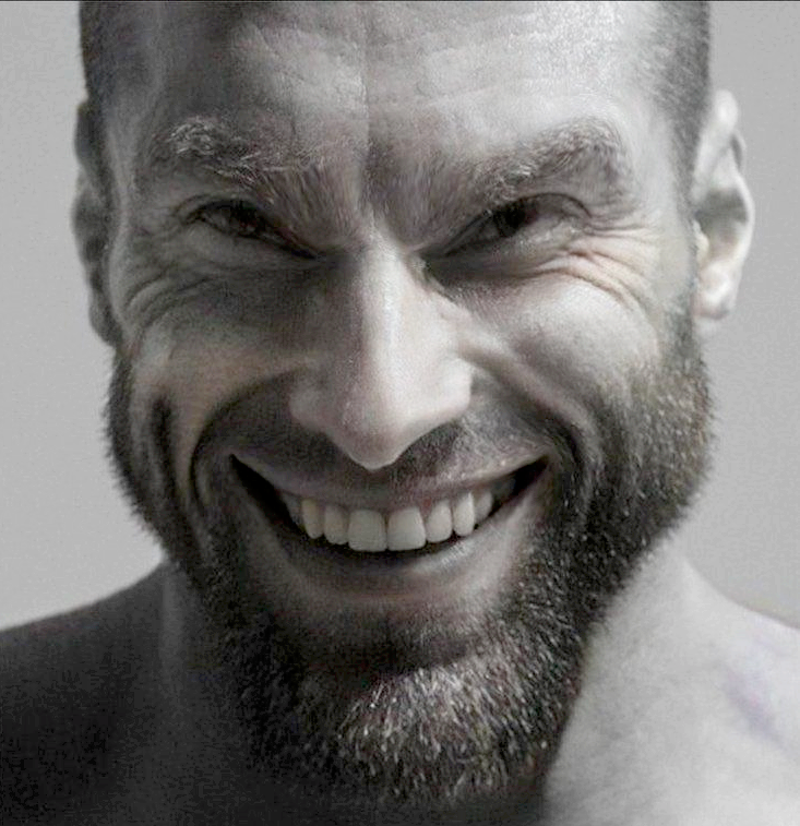 Smiling Gigachad Blank Meme Template