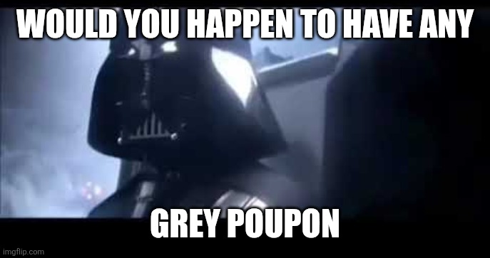 Pardon me | WOULD YOU HAPPEN TO HAVE ANY; GREY POUPON | image tagged in darth vader where is padme | made w/ Imgflip meme maker