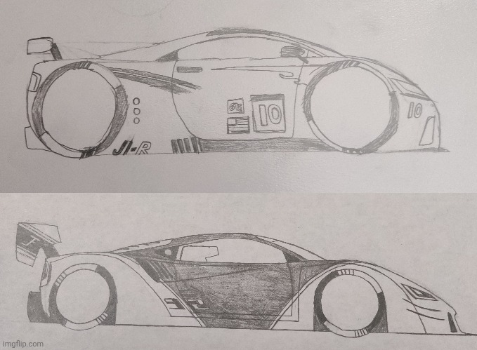 2 fictional car designs I came up with (top one dates back to 2020, the bottom one is from 2025) | made w/ Imgflip meme maker