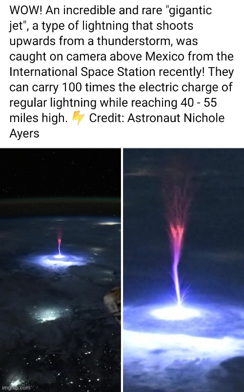 Lightning from Space | image tagged in international space station,photo,rare,lightning | made w/ Imgflip meme maker