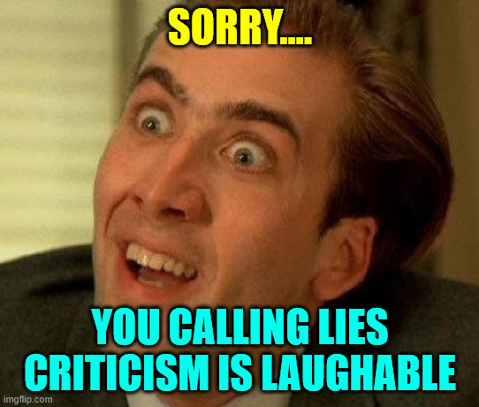Nah, Really? | SORRY.... YOU CALLING LIES CRITICISM IS LAUGHABLE | image tagged in nah really | made w/ Imgflip meme maker