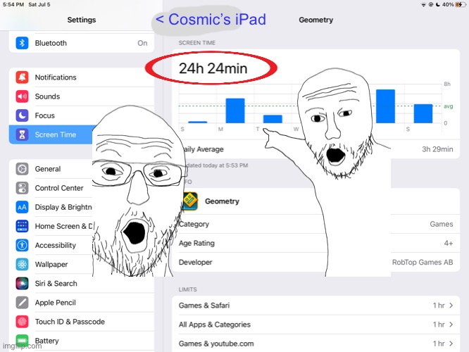 I think this is a problem… | < Cosmic’s iPad | image tagged in geometry dash,ipad,screenshot | made w/ Imgflip meme maker
