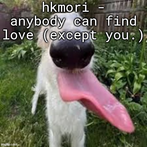 idk why but songs with fast ass drums hit so hard for me | hkmori - anybody can find love (except you.) | image tagged in dog | made w/ Imgflip meme maker