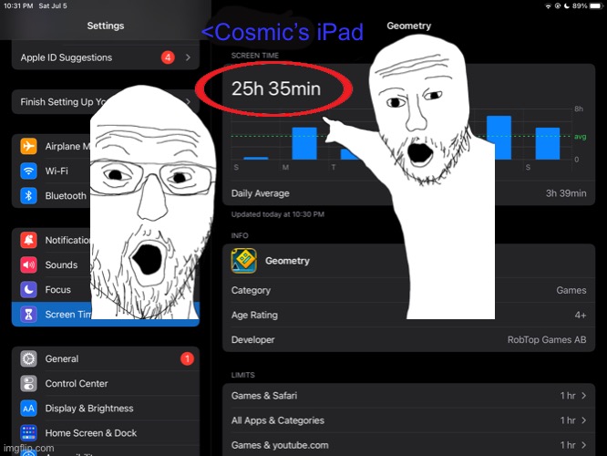 Its worse | <Cosmic’s iPad | image tagged in geometry dash,screenshot,ipad | made w/ Imgflip meme maker