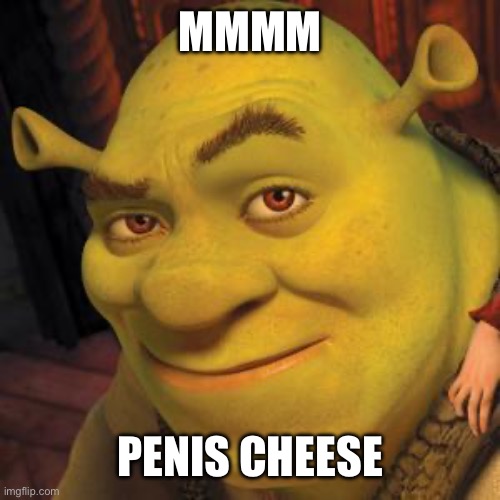 Shrek Sexy Face | MMMM PENIS CHEESE | image tagged in shrek sexy face | made w/ Imgflip meme maker