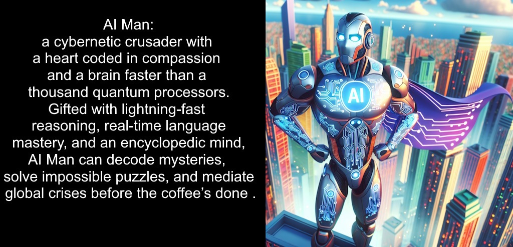 AI man | image tagged in ai,super hero | made w/ Imgflip meme maker