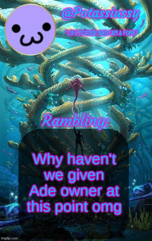 Idk tell me what u think. I think they should get owner 100% they're so awesome | Why haven't we given Ade owner at this point omg | image tagged in another shitty announcement template | made w/ Imgflip meme maker